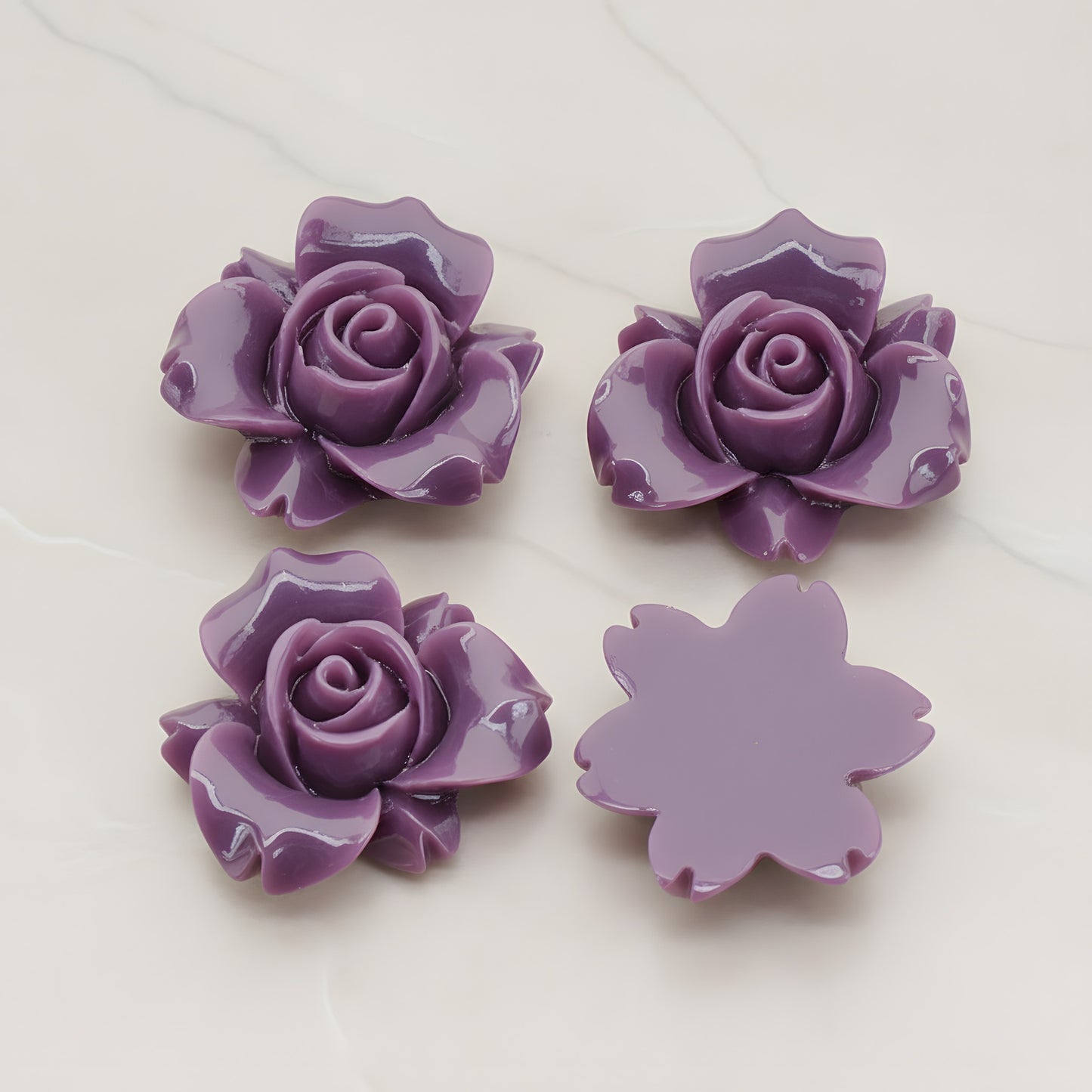 Rose Flower Flat Back Cabochon, 4 Pc (CB.200-01)