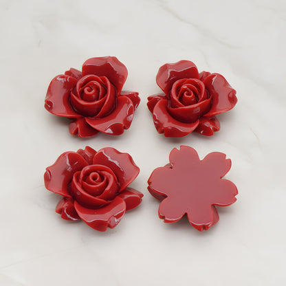 Rose Flower Flat Back Cabochon, 4 Pc (CB.200-01)