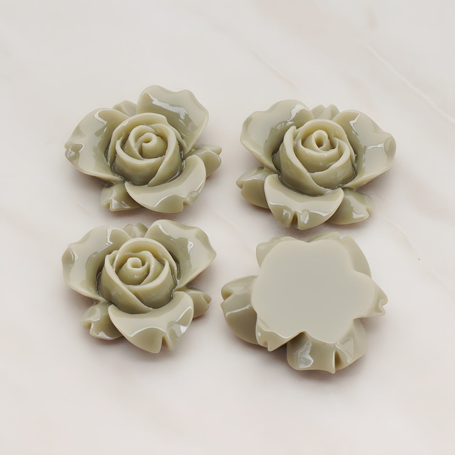 Rose Flower Flat Back Cabochon, 4 Pc (CB.200-01)
