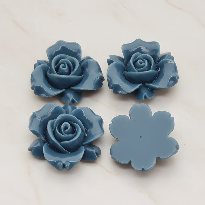 Rose Flower Flat Back Cabochon, 4 Pc (CB.200-01)