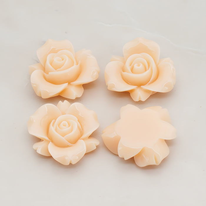 Rose Flower Flat Back Cabochon, 4 Pc (CB.200-01)