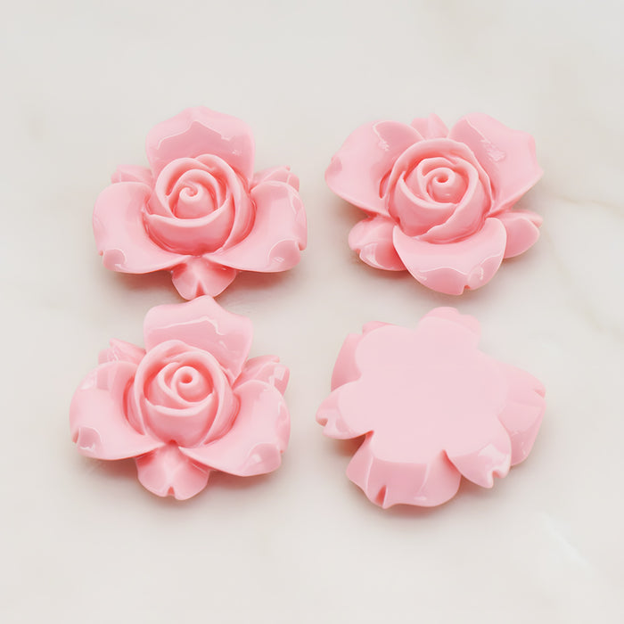 Rose Flower Flat Back Cabochon, 4 Pc (CB.200-01)