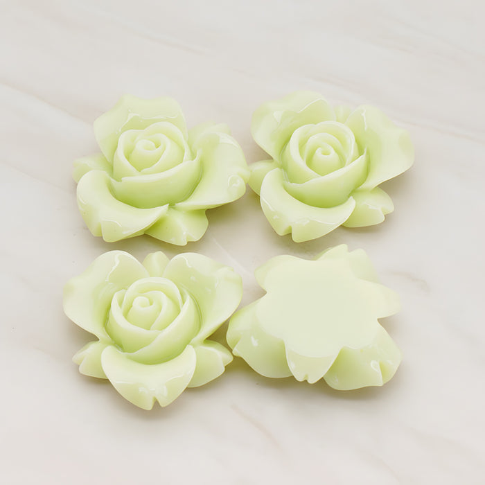 Rose Flower Flat Back Cabochon, 4 Pc (CB.200-01)
