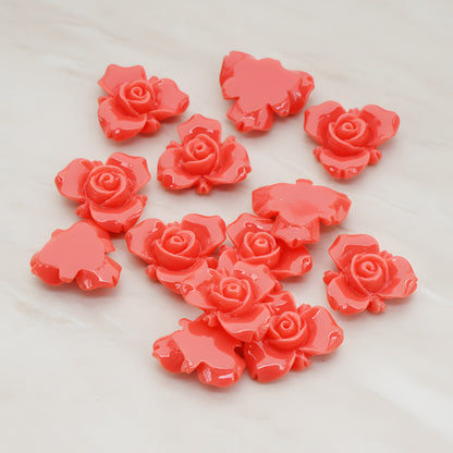 Small Rose Flower Flat Back Cabochon, 4 Pc (CB.200-02)