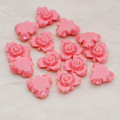 Small Rose Flower Flat Back Cabochon, 4 Pc (CB.200-02)