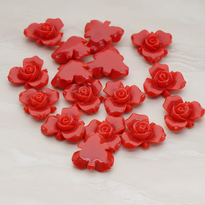 Small Rose Flower Flat Back Cabochon, 4 Pc (CB.200-02)