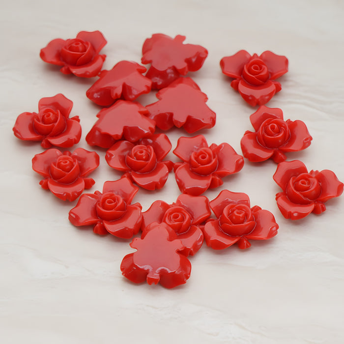 Small Rose Flower Flat Back Cabochon, 4 Pc (CB.200-02)