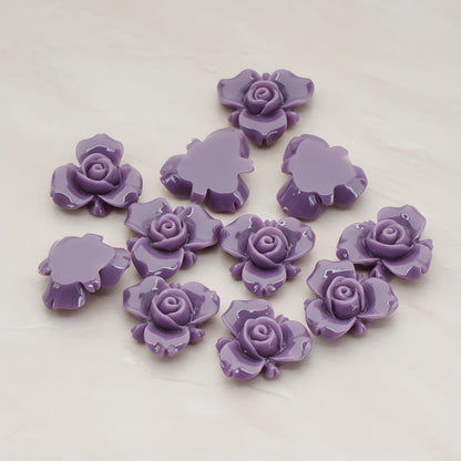 Small Rose Flower Flat Back Cabochon, 4 Pc (CB.200-02)