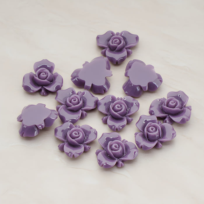 Small Rose Flower Flat Back Cabochon, 4 Pc (CB.200-02)