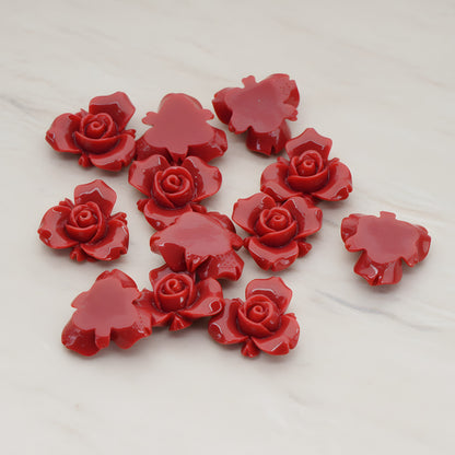 Small Rose Flower Flat Back Cabochon, 4 Pc (CB.200-02)