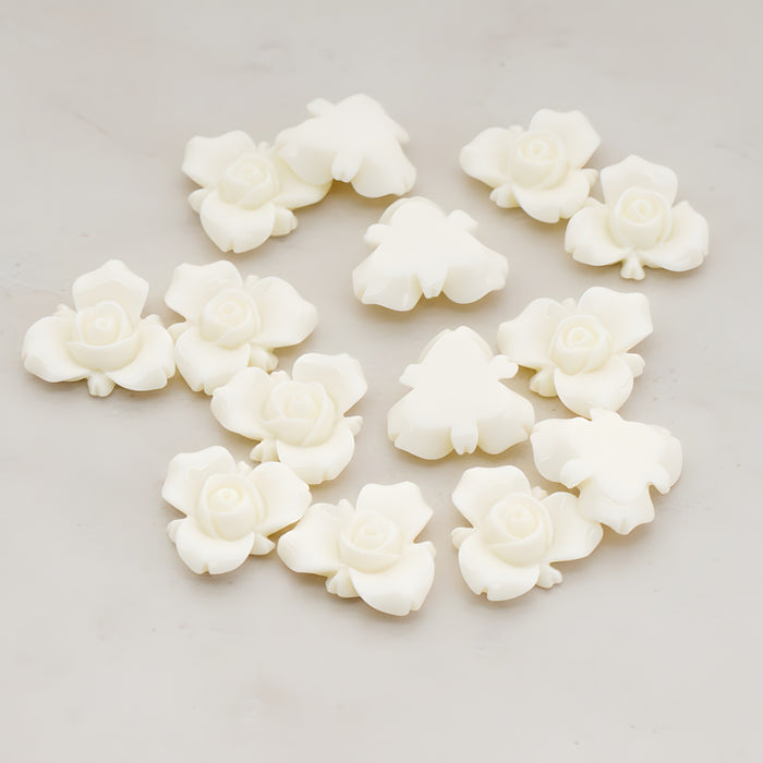 Small Rose Flower Flat Back Cabochon, 4 Pc (CB.200-02)