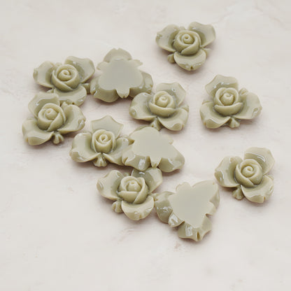 Small Rose Flower Flat Back Cabochon, 4 Pc (CB.200-02)