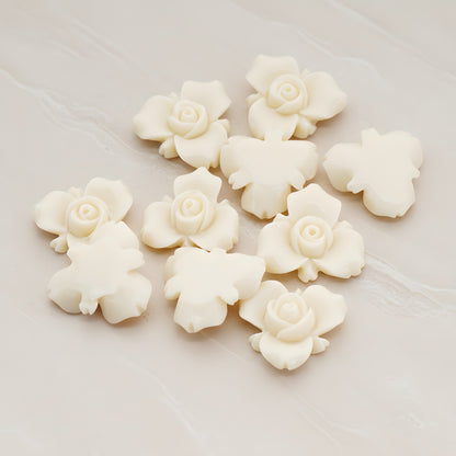 Small Rose Flower Flat Back Cabochon, 4 Pc (CB.200-02)