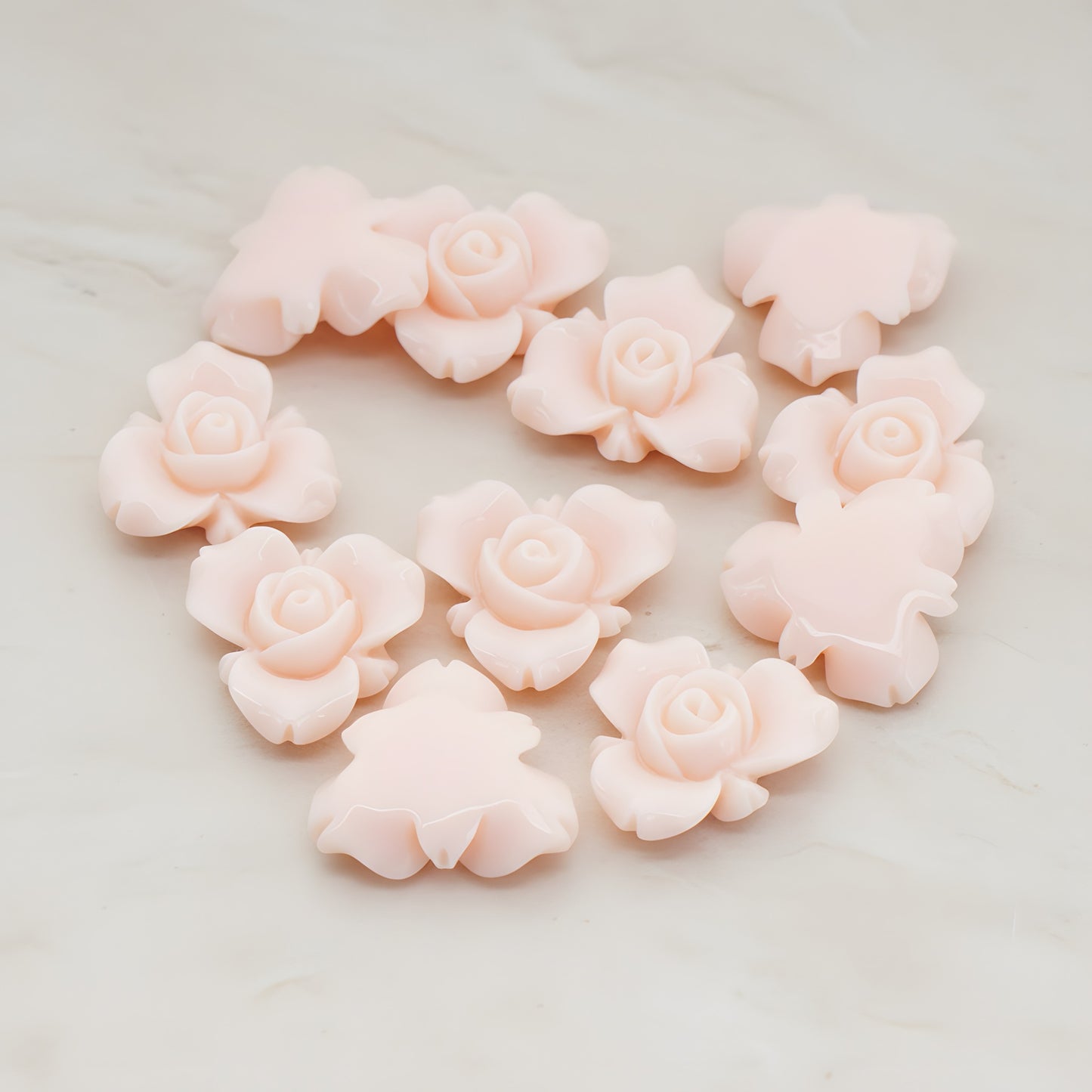 Small Rose Flower Flat Back Cabochon, 4 Pc (CB.200-02)