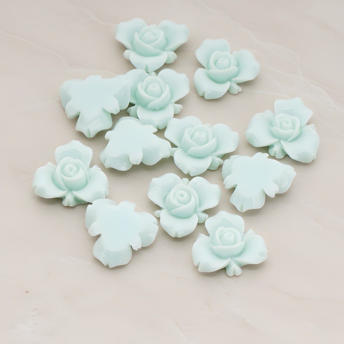 Small Rose Flower Flat Back Cabochon, 4 Pc (CB.200-02)