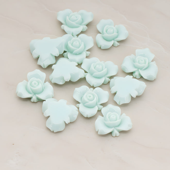 Small Rose Flower Flat Back Cabochon, 4 Pc (CB.200-02)
