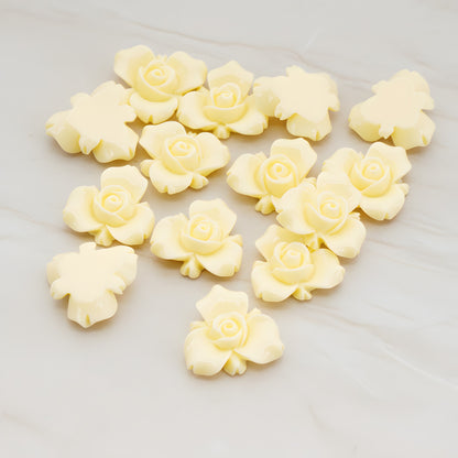 Small Rose Flower Flat Back Cabochon, 4 Pc (CB.200-02)