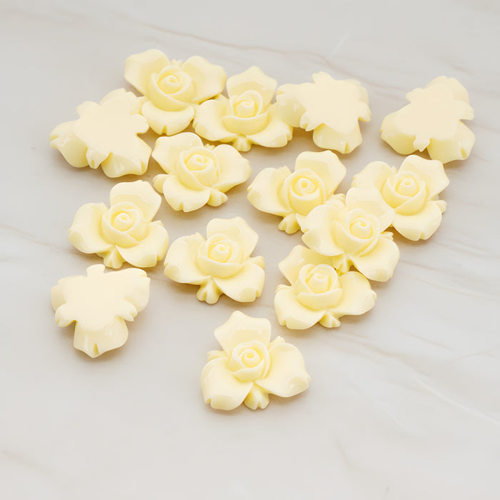 Small Rose Flower Flat Back Cabochon, 4 Pc (CB.200-02)