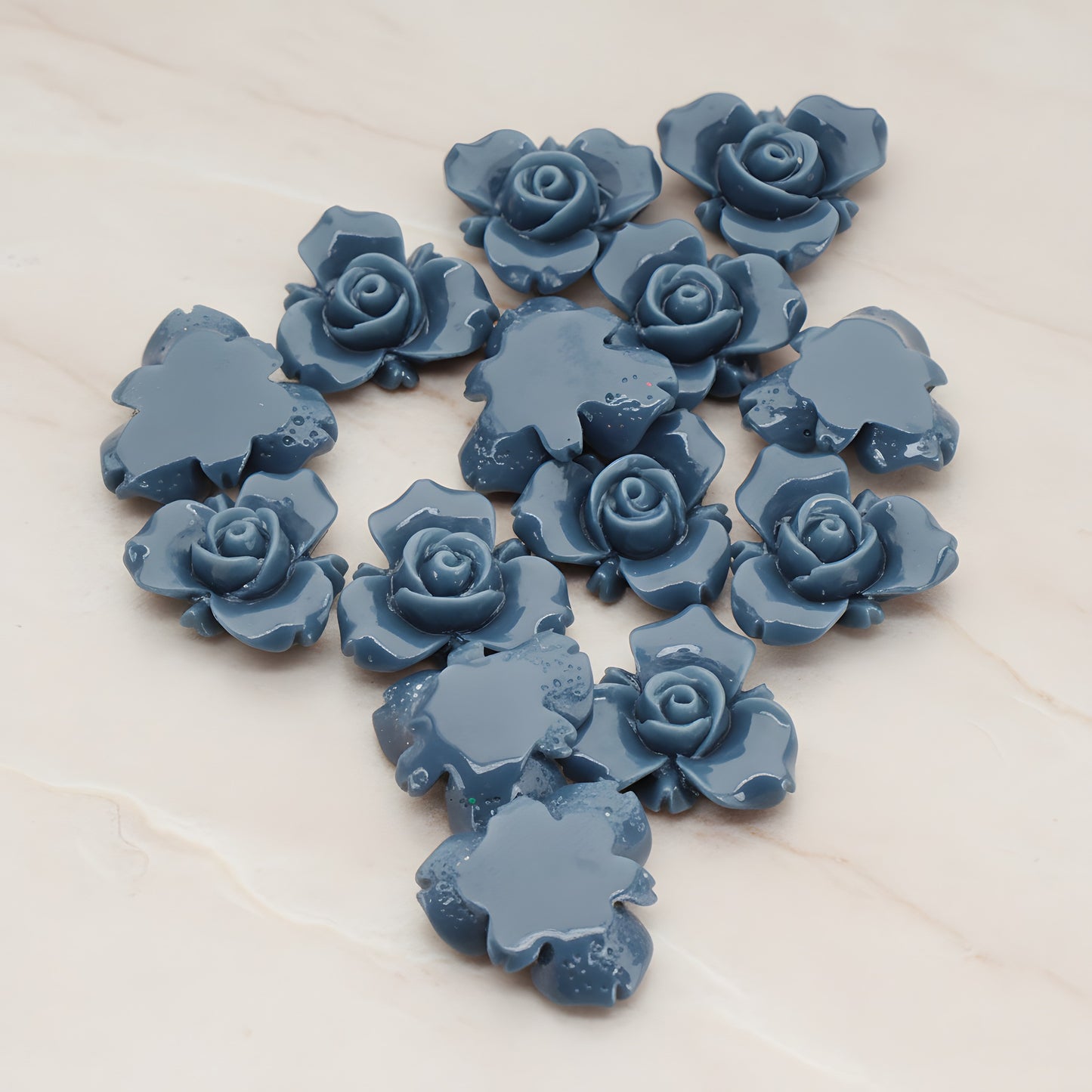 Small Rose Flower Flat Back Cabochon, 4 Pc (CB.200-02)