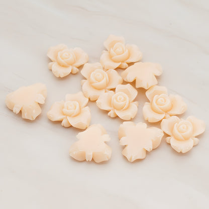 Small Rose Flower Flat Back Cabochon, 4 Pc (CB.200-02)