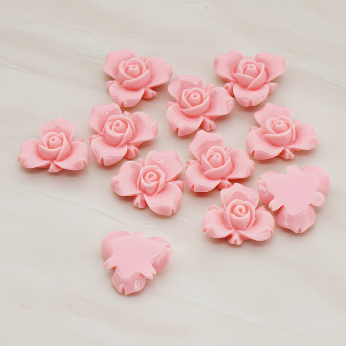 Small Rose Flower Flat Back Cabochon, 4 Pc (CB.200-02)