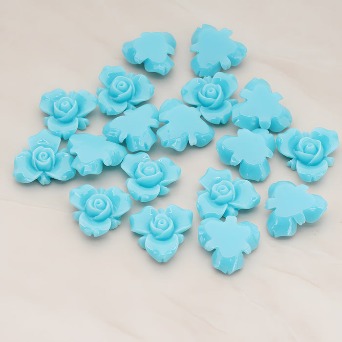 Small Rose Flower Flat Back Cabochon, 4 Pc (CB.200-02)