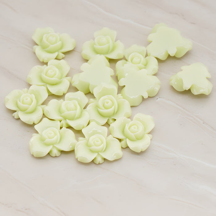 Small Rose Flower Flat Back Cabochon, 4 Pc (CB.200-02)
