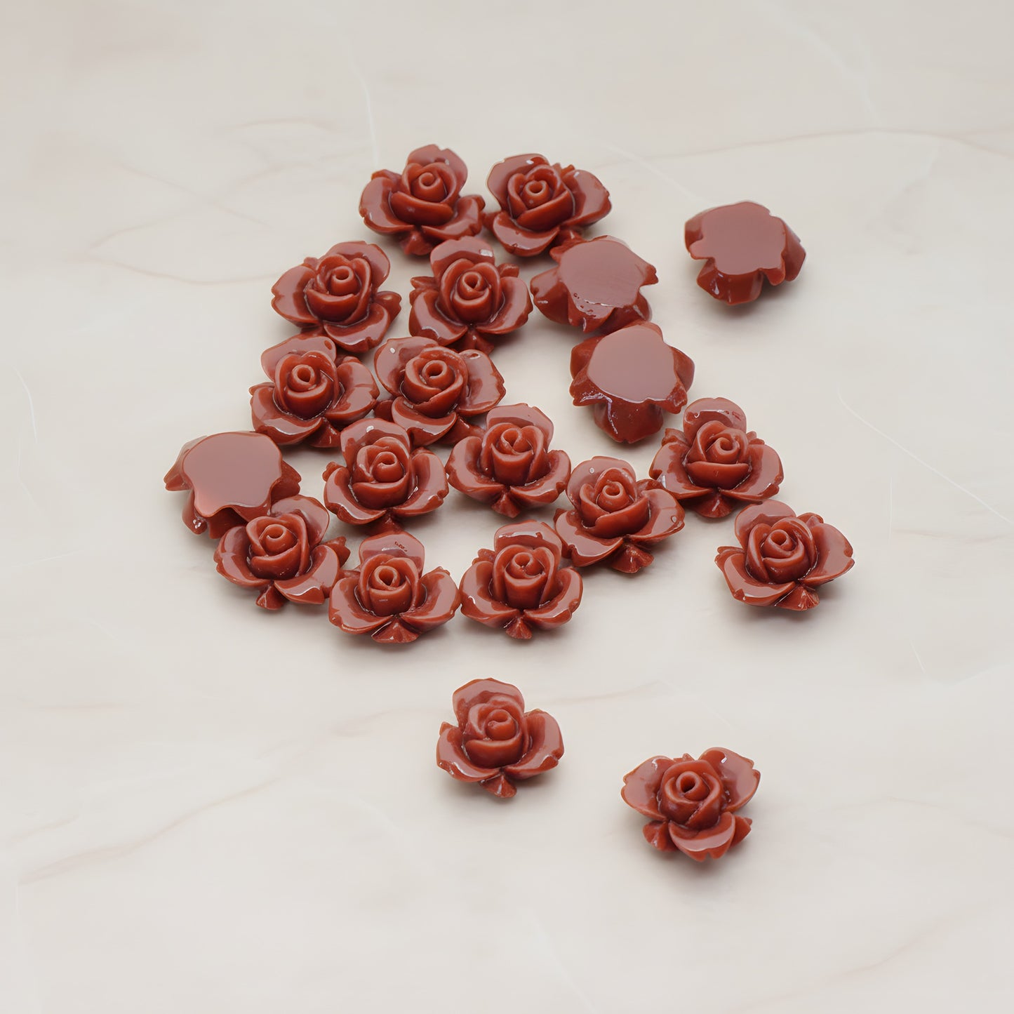 Tiny Rose Flower Flat Back Cabochon, 6 Pc (CB.200-03)
