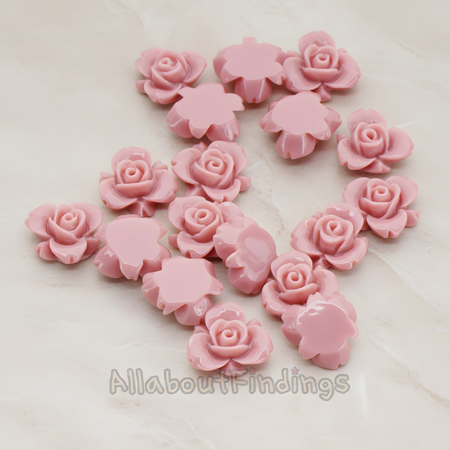 Tiny Rose Flower Flat Back Cabochon, 6 Pc (CB.200-03)