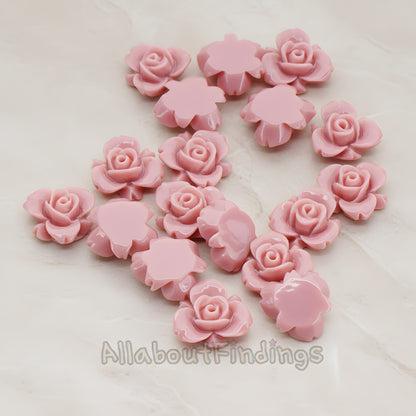Tiny Rose Flower Flat Back Cabochon, 6 Pc (CB.200-03)