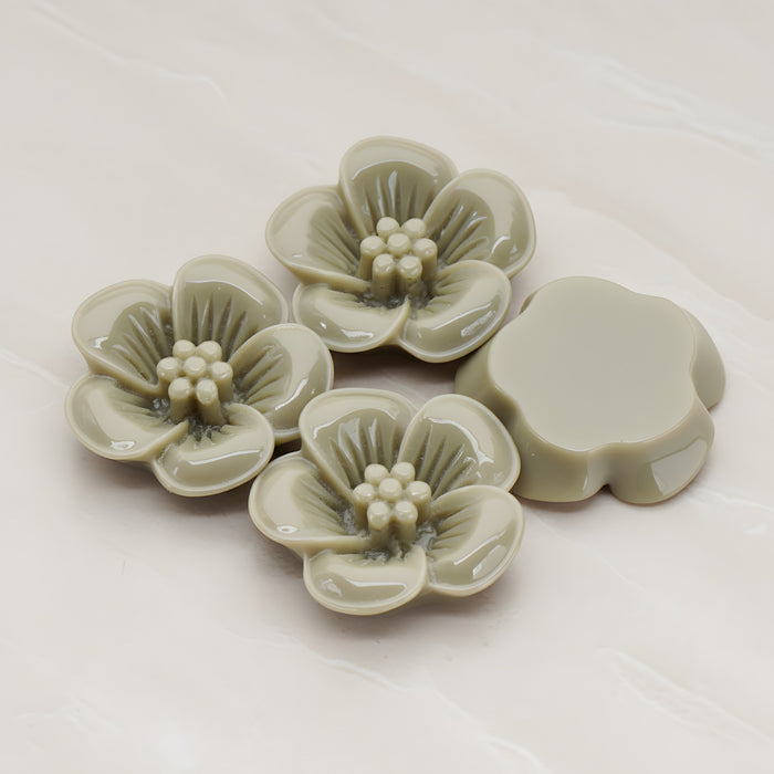 Pansy Flower Flat Back Cabochon, 2 Pc (CB.204)
