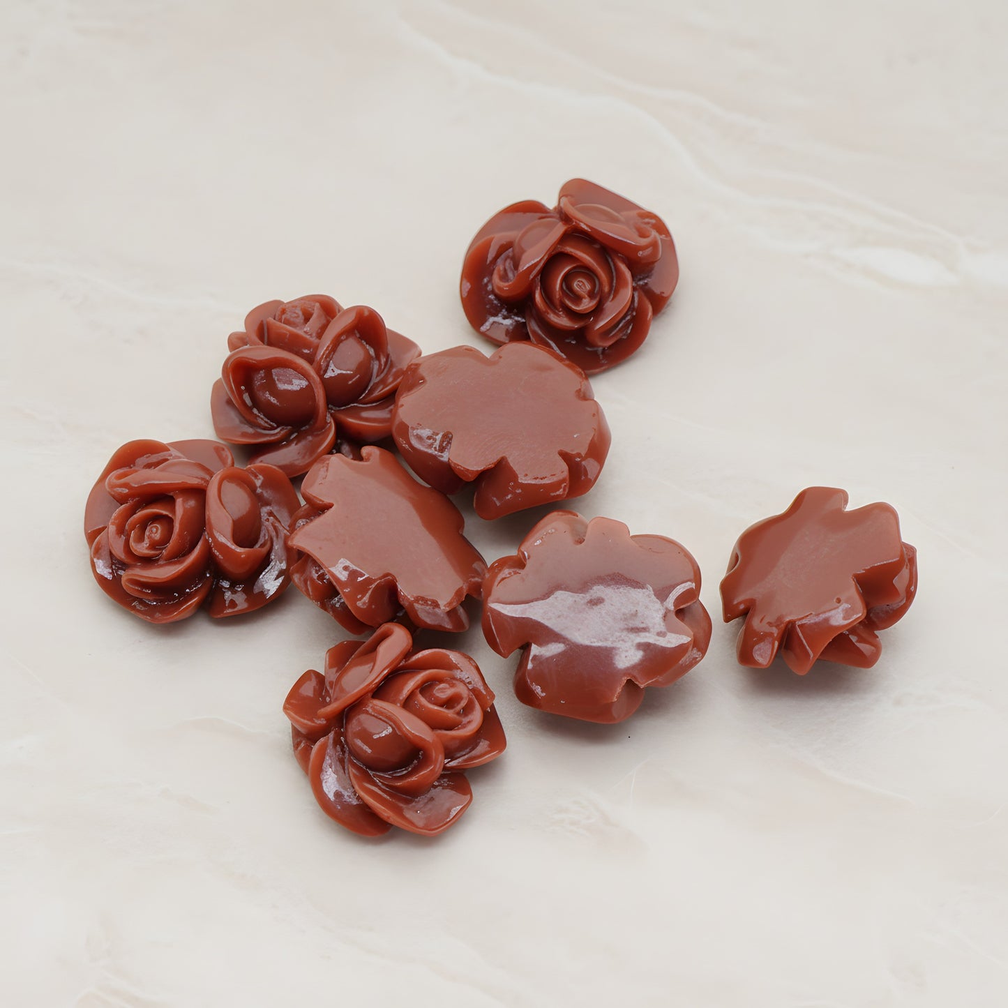 Full Bloom Rose Flower Flat Back Cabochon, 4 Pc (CB.214-01)