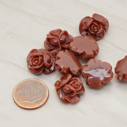 Full Bloom Rose Flower Flat Back Cabochon, 4 Pc (CB.214-01)