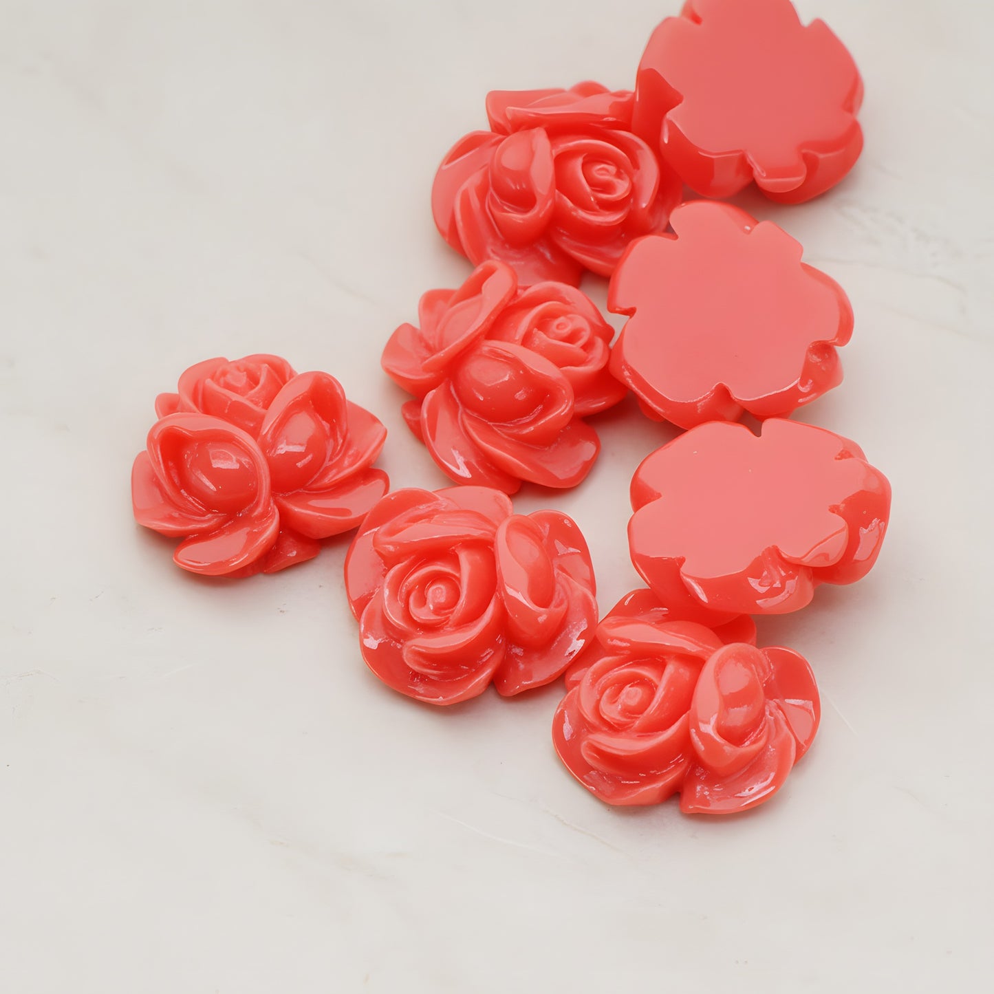 Full Bloom Rose Flower Flat Back Cabochon, 4 Pc (CB.214-01)