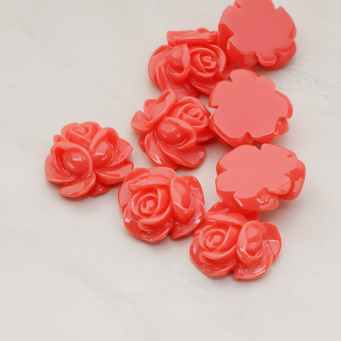 Full Bloom Rose Flower Flat Back Cabochon, 4 Pc (CB.214-01)