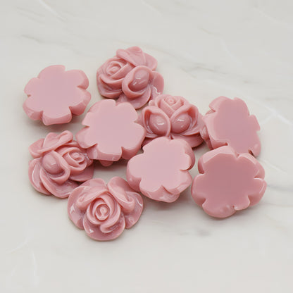Full Bloom Rose Flower Flat Back Cabochon, 4 Pc (CB.214-01)