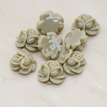 Full Bloom Rose Flower Flat Back Cabochon, 4 Pc (CB.214-01)