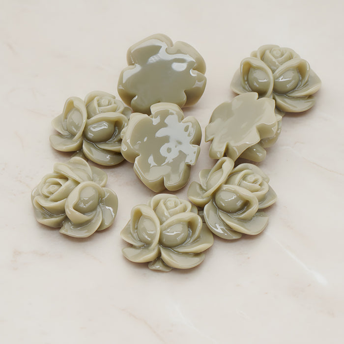 Full Bloom Rose Flower Flat Back Cabochon, 4 Pc (CB.214-01)