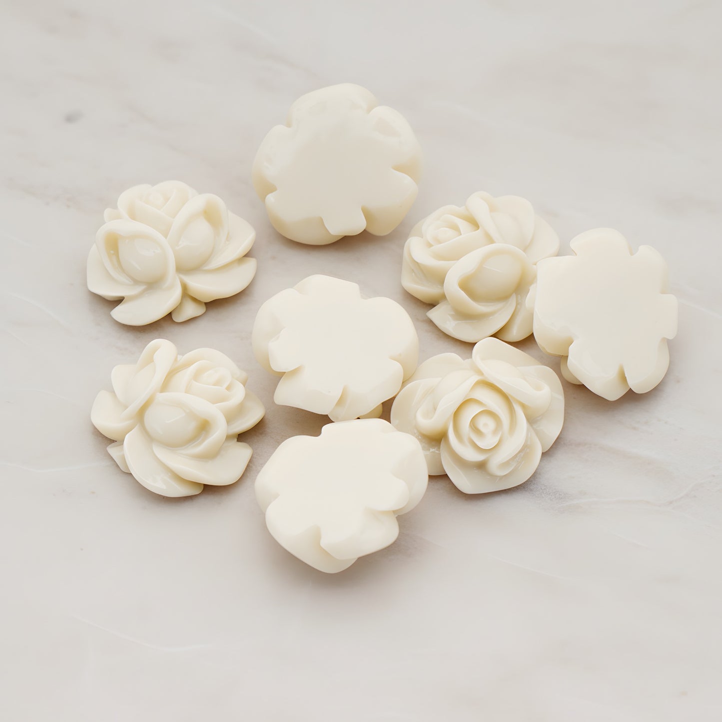 Full Bloom Rose Flower Flat Back Cabochon, 4 Pc (CB.214-01)