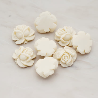 Full Bloom Rose Flower Flat Back Cabochon, 4 Pc (CB.214-01)