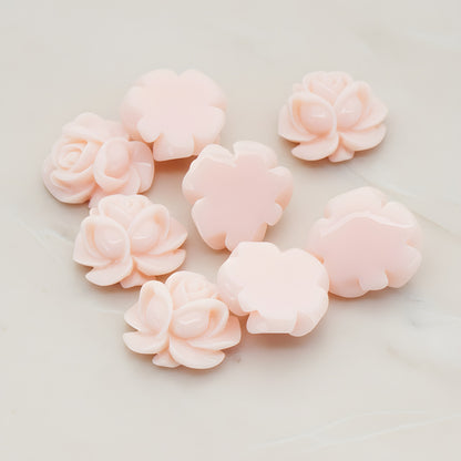Full Bloom Rose Flower Flat Back Cabochon, 4 Pc (CB.214-01)