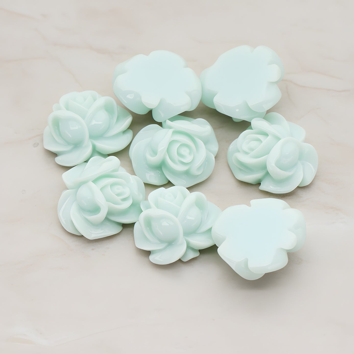 Full Bloom Rose Flower Flat Back Cabochon, 4 Pc (CB.214-01)