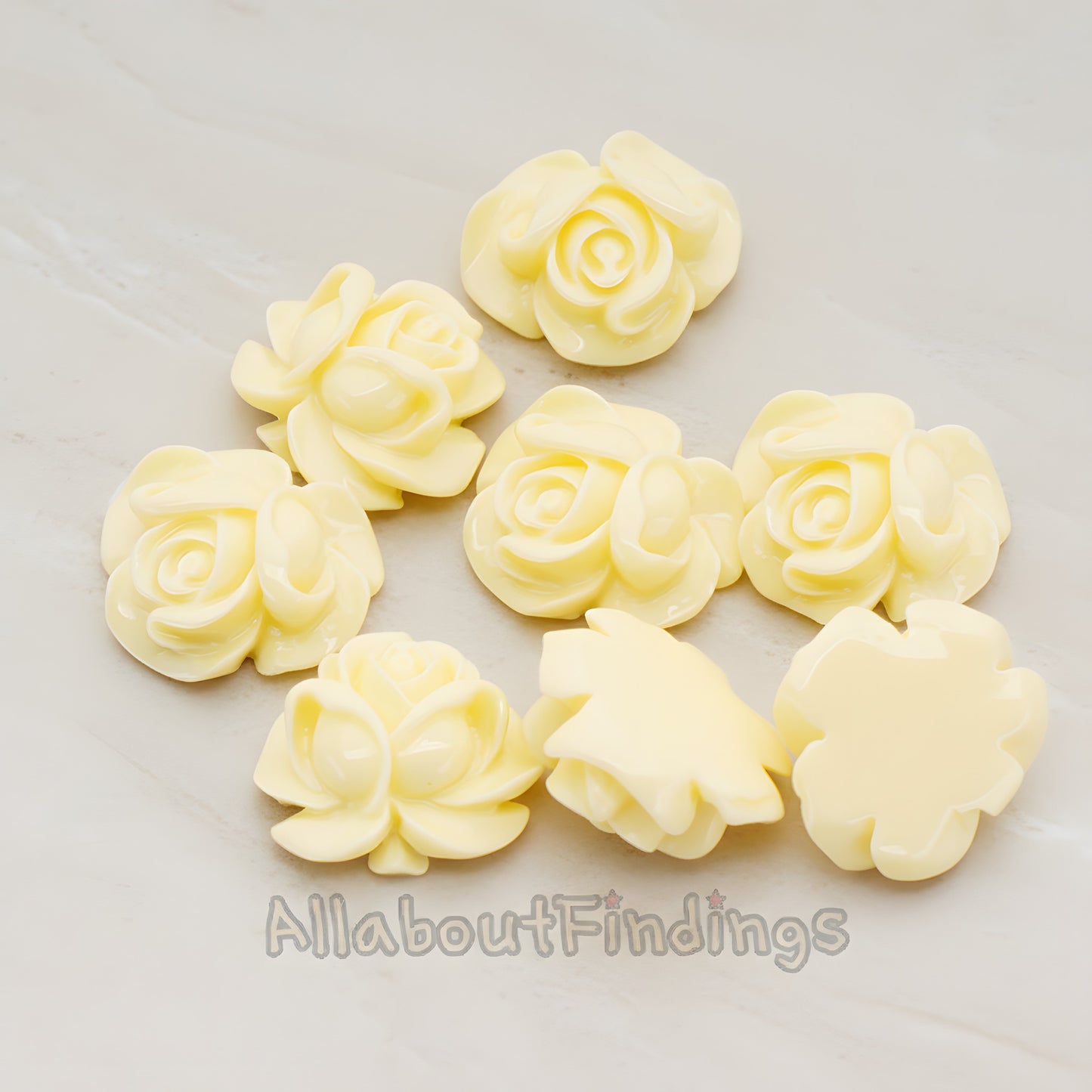Full Bloom Rose Flower Flat Back Cabochon, 4 Pc (CB.214-01)
