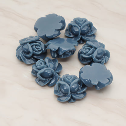 Full Bloom Rose Flower Flat Back Cabochon, 4 Pc (CB.214-01)