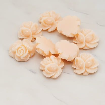 Full Bloom Rose Flower Flat Back Cabochon, 4 Pc (CB.214-01)