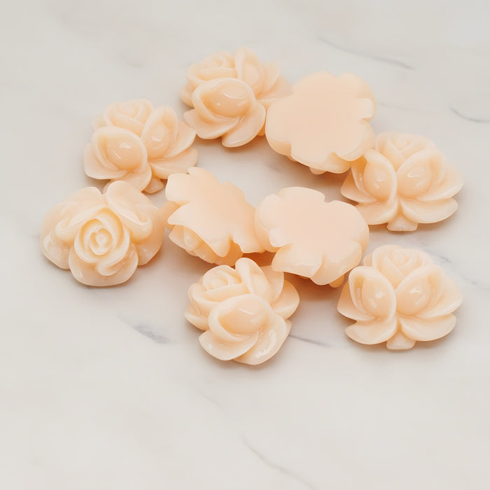 Full Bloom Rose Flower Flat Back Cabochon, 4 Pc (CB.214-01)