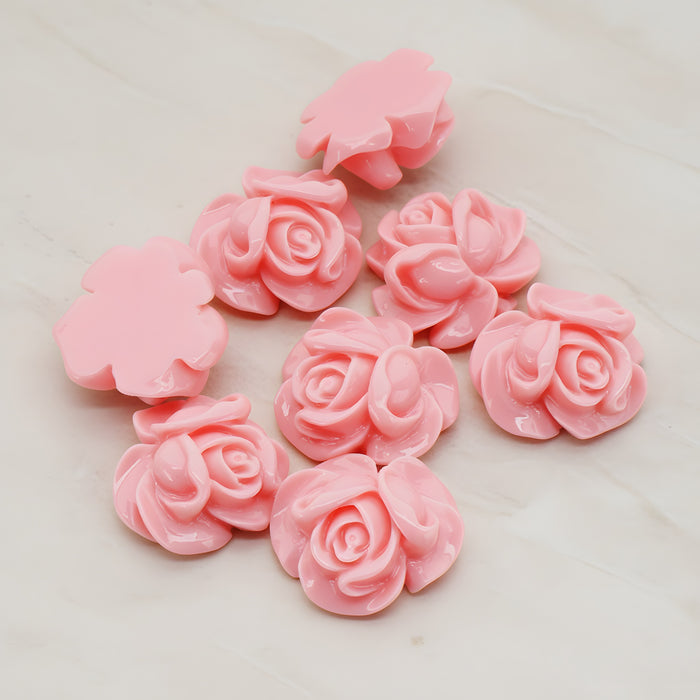 Full Bloom Rose Flower Flat Back Cabochon, 4 Pc (CB.214-01)
