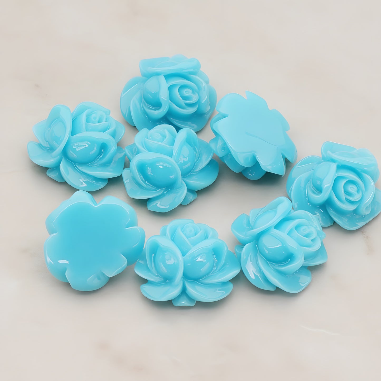 Full Bloom Rose Flower Flat Back Cabochon, 4 Pc (CB.214-01)