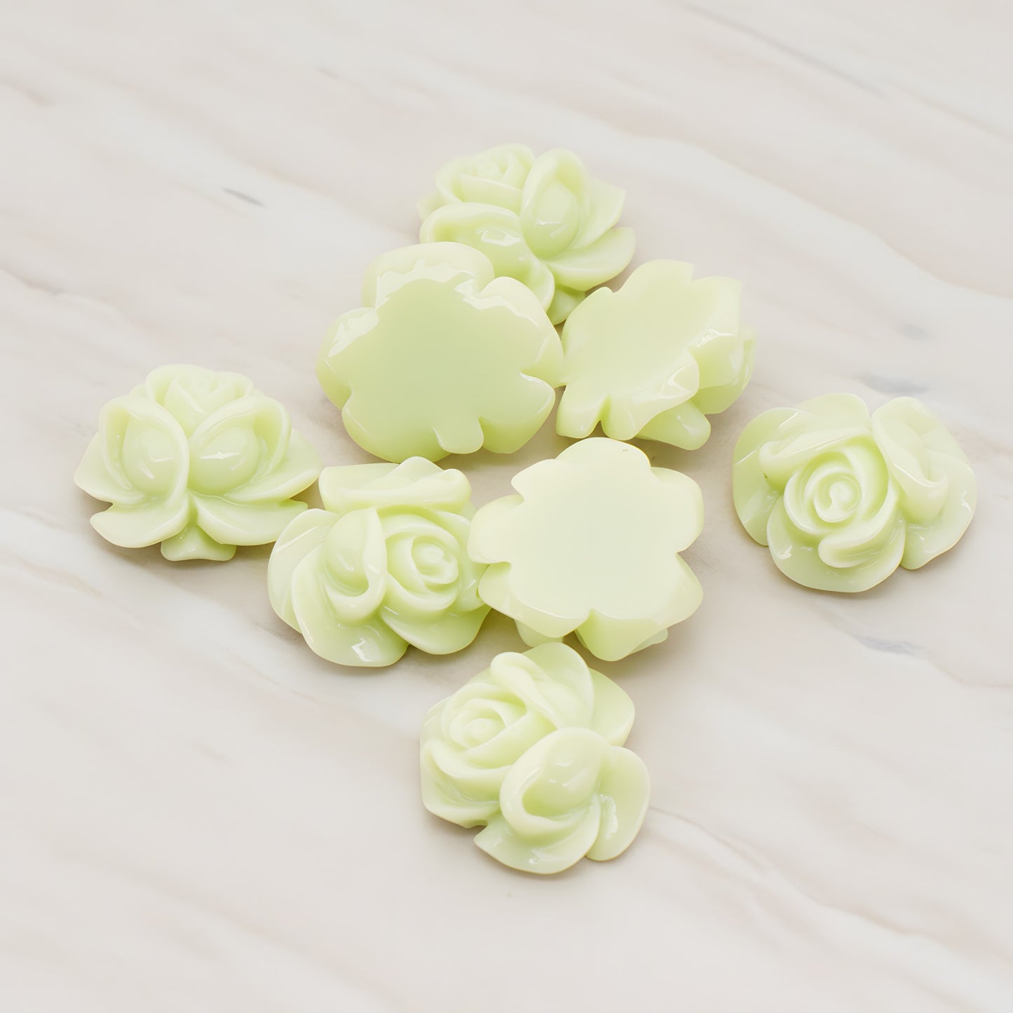 Full Bloom Rose Flower Flat Back Cabochon, 4 Pc (CB.214-01)