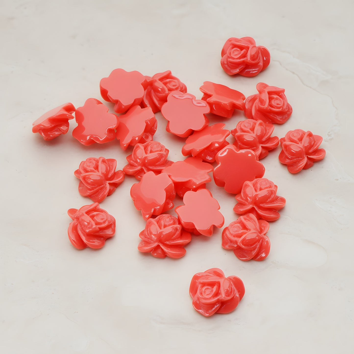 Full Bloom Rose Flower Flat Back Cabochon, 6 Pc (CB.214-02)